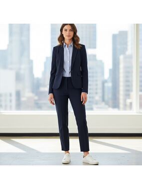 NWT ANN TAYLOR pinstriped blazer pantsuit Dark Academia Office Siren Sz 8P -10